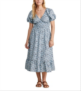 Vestido midi de popeline com mangas bufantes da Vineyard Vines