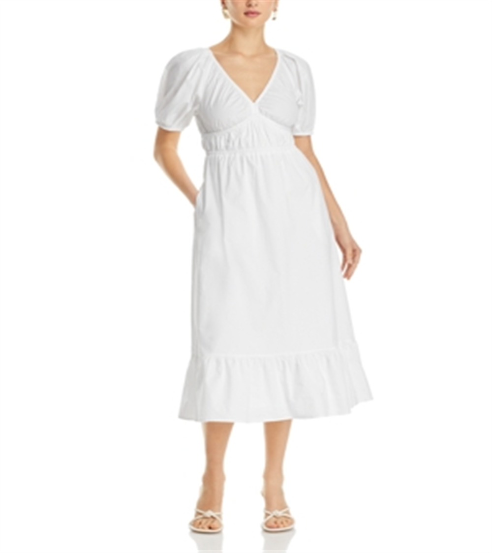 Vestido midi de popeline com mangas bufantes da Vineyard Vines
