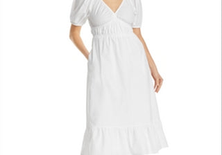 Vestido midi de popeline com mangas bufantes da Vineyard Vines