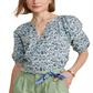 Blusa Vineyard Vines com manga bufante e botões frontais, azul