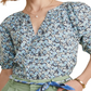 Blusa Vineyard Vines com manga bufante e botões frontais, azul