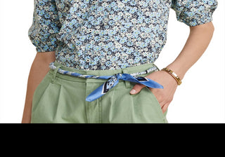 Blusa Vineyard Vines com manga bufante e botões frontais, azul