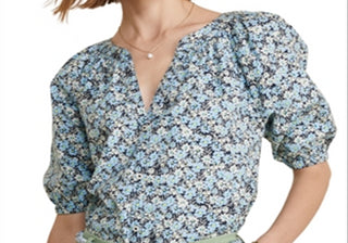 Blusa Vineyard Vines com manga bufante e botões frontais, azul