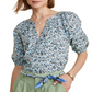 Blusa Vineyard Vines com manga bufante e botões frontais, azul