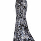 Jovani - Floral sequin off the shoulder gown