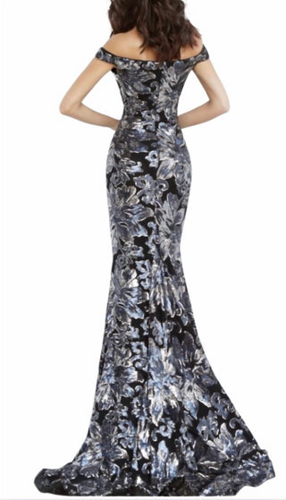 Jovani - Vestido de ombro caído com lantejoulas florais