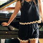 Anniewear - Ric Rac Trim Detailed Top and Short Set