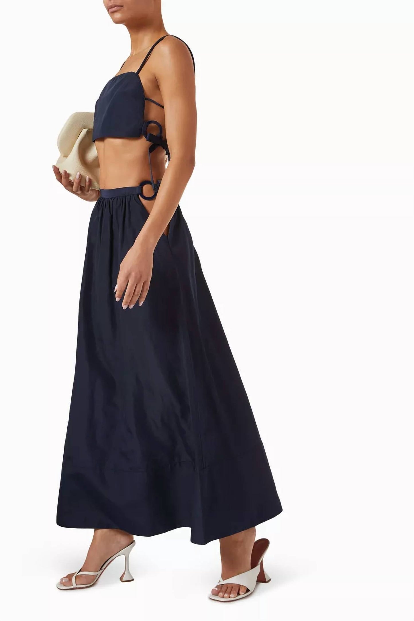 Adriana Degreas - Geometric Spaghetti Strap Crop Top and Voluminous Skirt Set