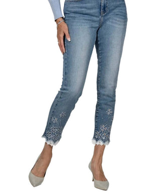 Frank Lyman - Calça jeans cropped com detalhes de lantejoulas