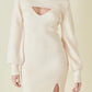 Fore Collection - Ribbed Sweater Knit Set Balloon Sleeve Shrug Dress
