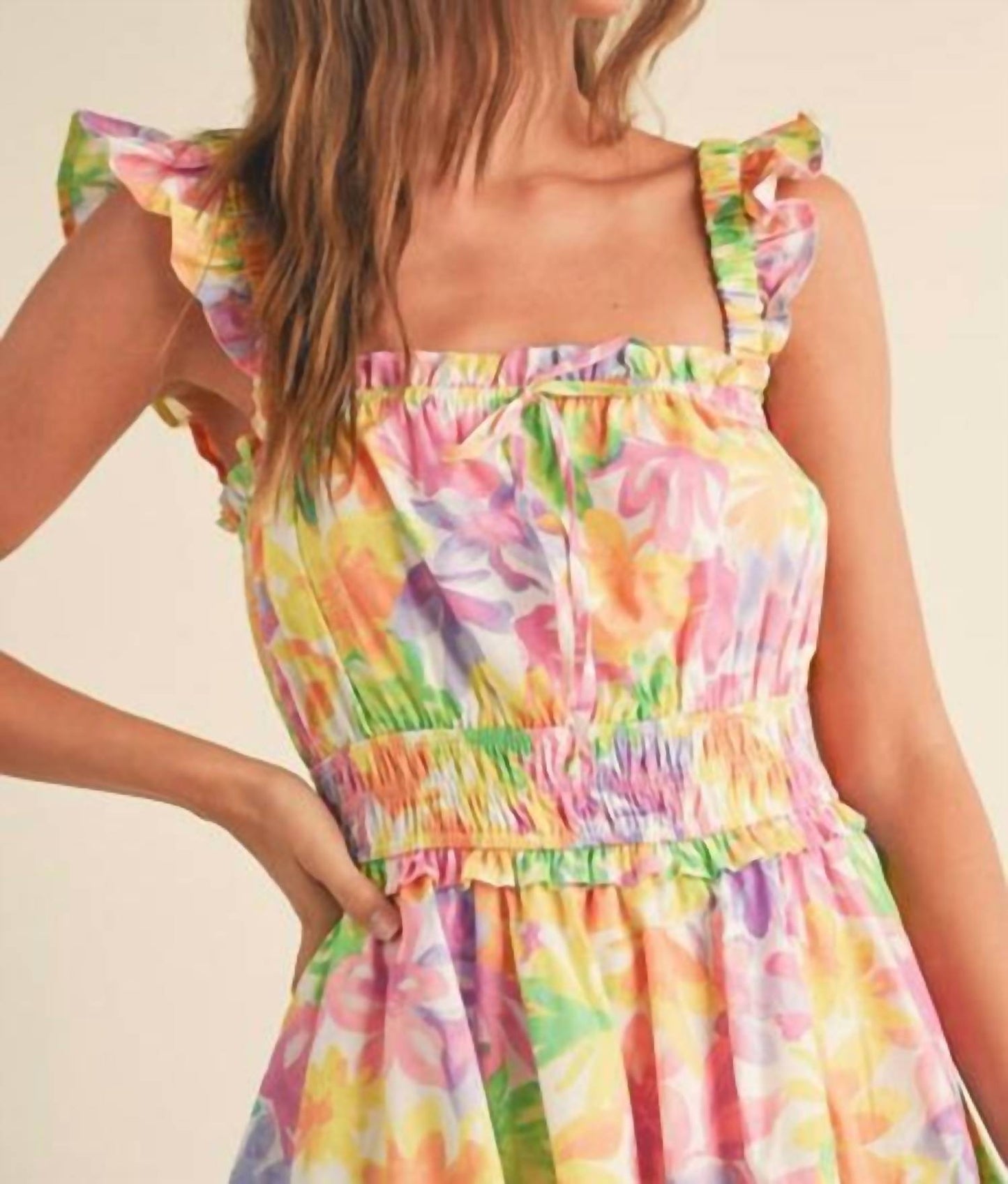 &Merci - Floral Ruffle Trim Mini Dress