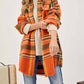 Davi & Dani - Plaid Button Front Jacket - Plus