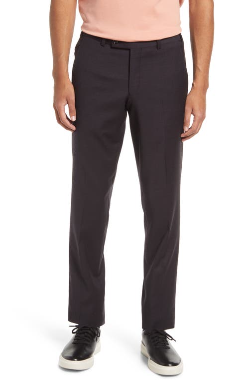 Ted Baker London Jerome Flat Front Stretch Wool Trousers in Burgundy, Size 34