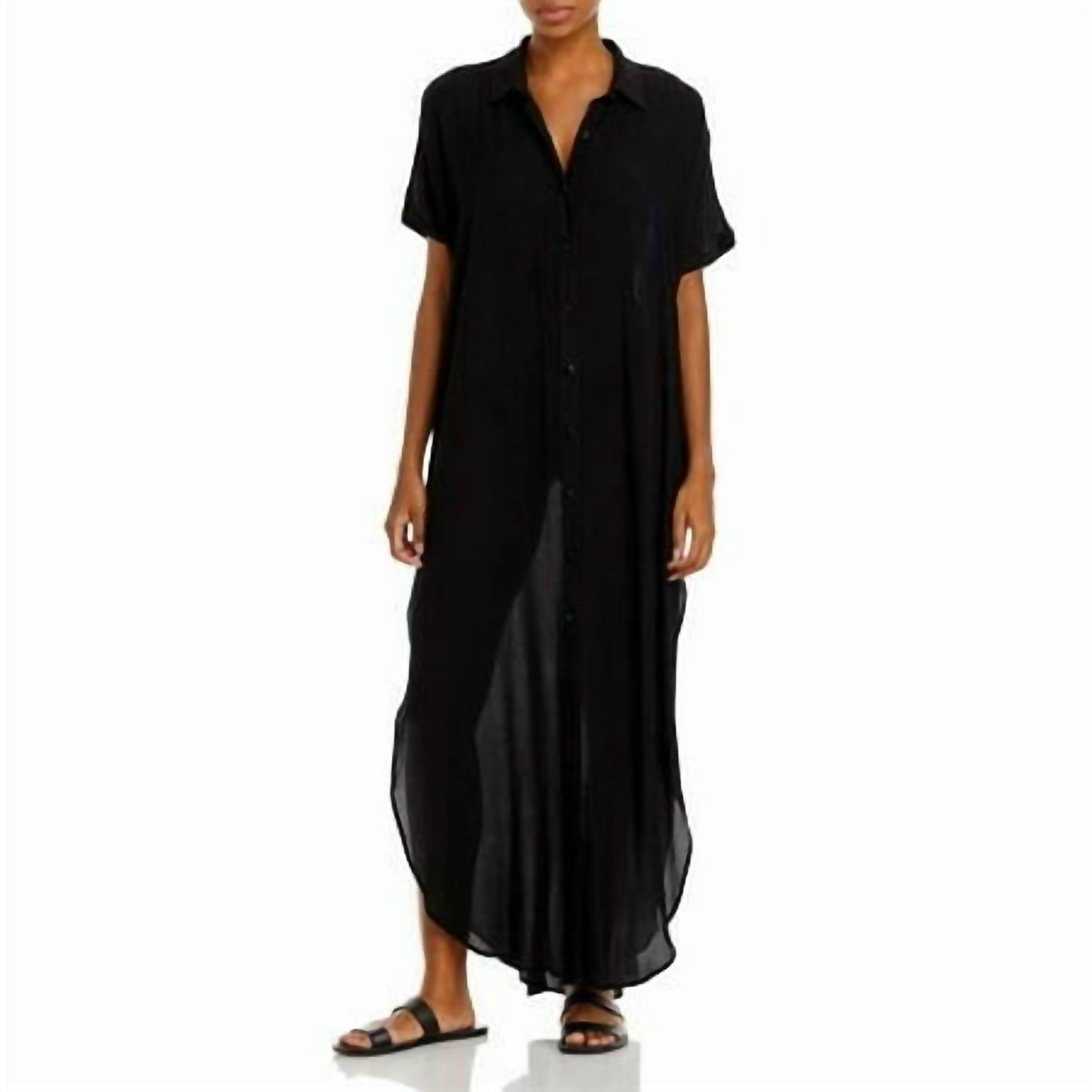 Aqua - Swim Button Front Maxi Swim Cover-up