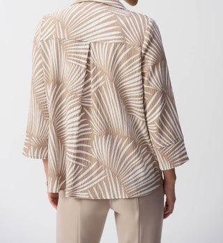 Joseph Ribkoff - Jaqueta trapézio com estampa tropical de seersucker