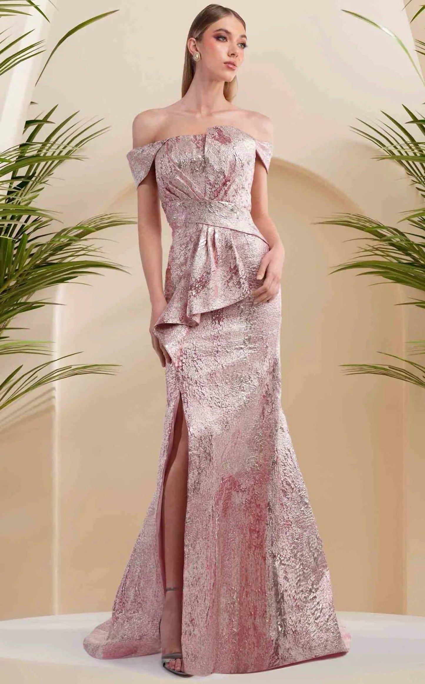 Janique - Drop Off Shoulder Mermaid Gown