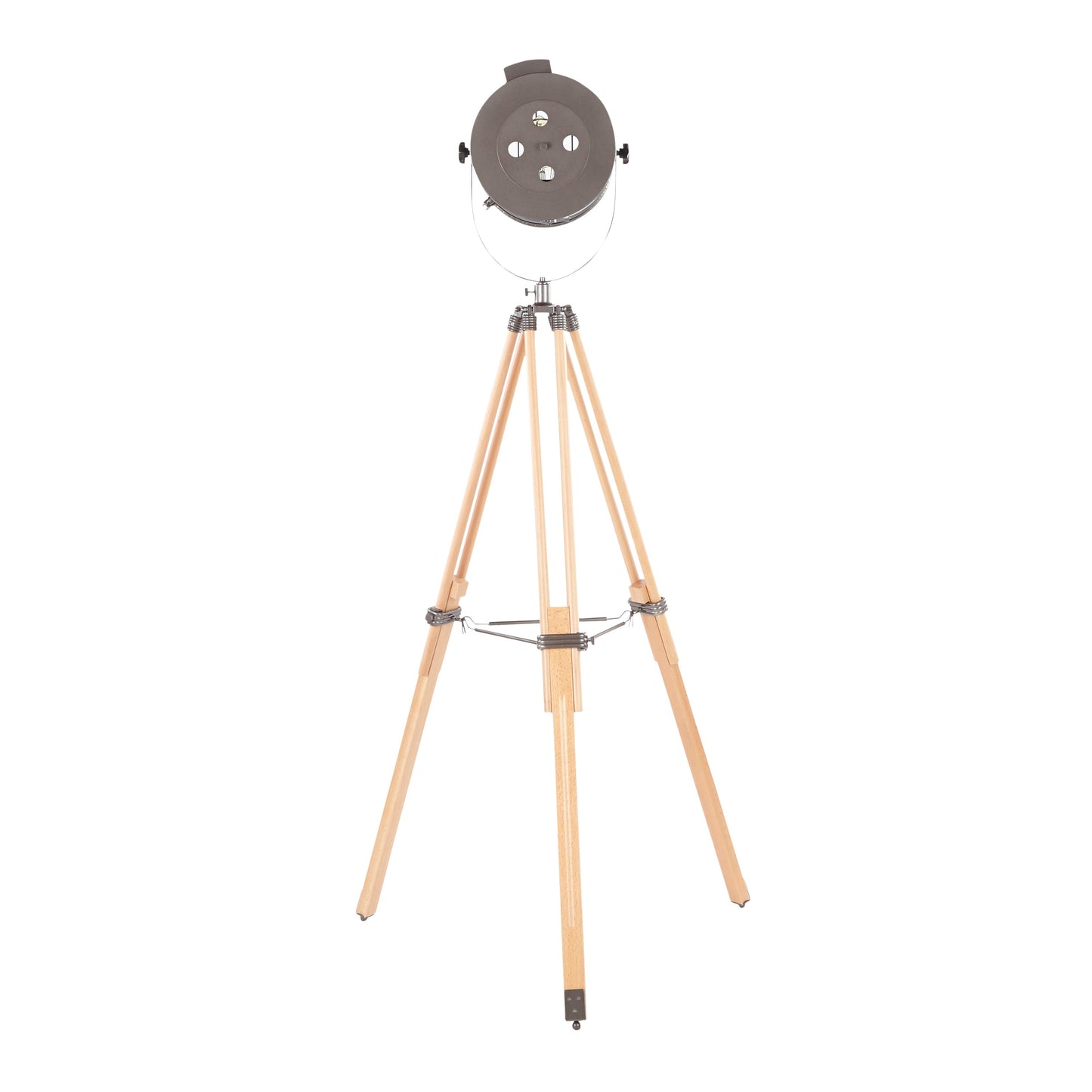Ahoy Industrial Floor Lamp in Natural Wood and Antique Metal