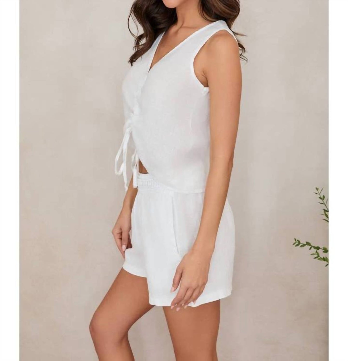 Milio Milano - V neck rouched linen crop top