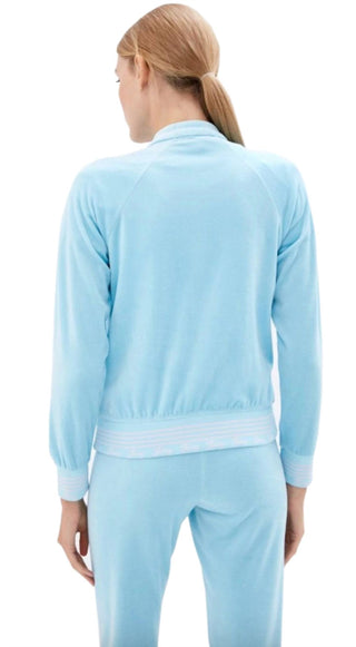 Juicy Couture - Jaqueta de corrida feminina Doo Wop com gola alta e veludo, tamanho grande