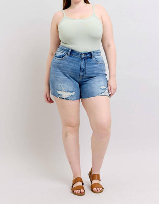 Judy Blue - Short Jeans Destroy com Detalhe de Cintura Alta