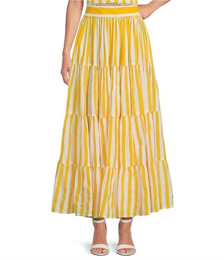 Mo Maya - Le Soleil Stripe Print Maxi Skirt