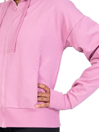 Body Wrappers - French Terry Drop Shoulder Crop Zip Hoodie