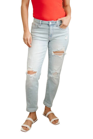 Judy Blue - Calça Jeans Boyfriend Super Leve Destroyed