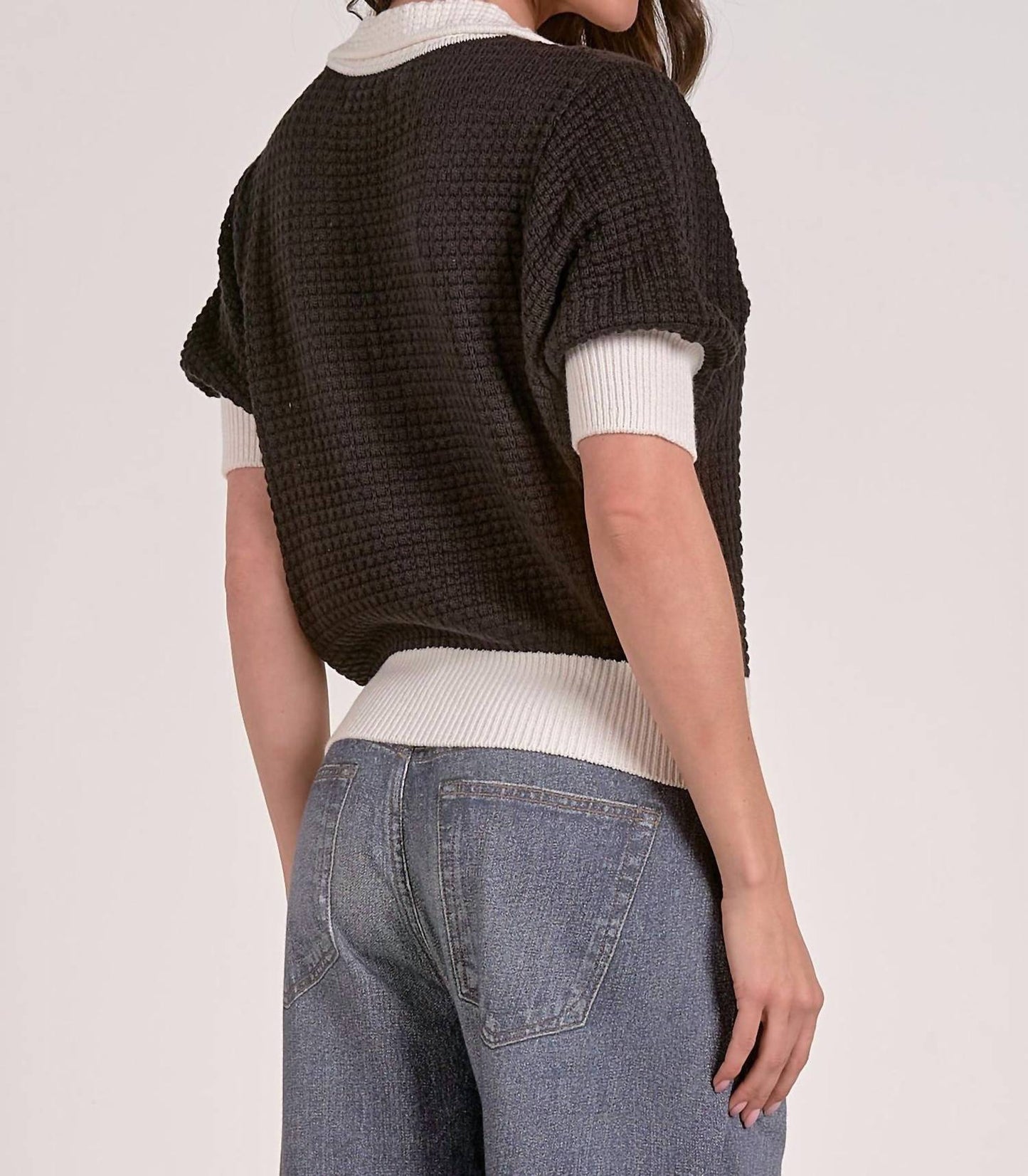 Elan - Color Block Short Sleeve Sweater