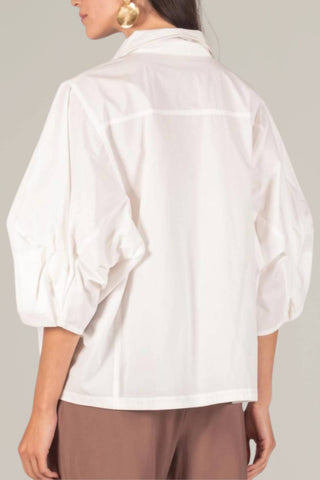 P.Cill - Camisa de popeline com mangas bufantes e botões