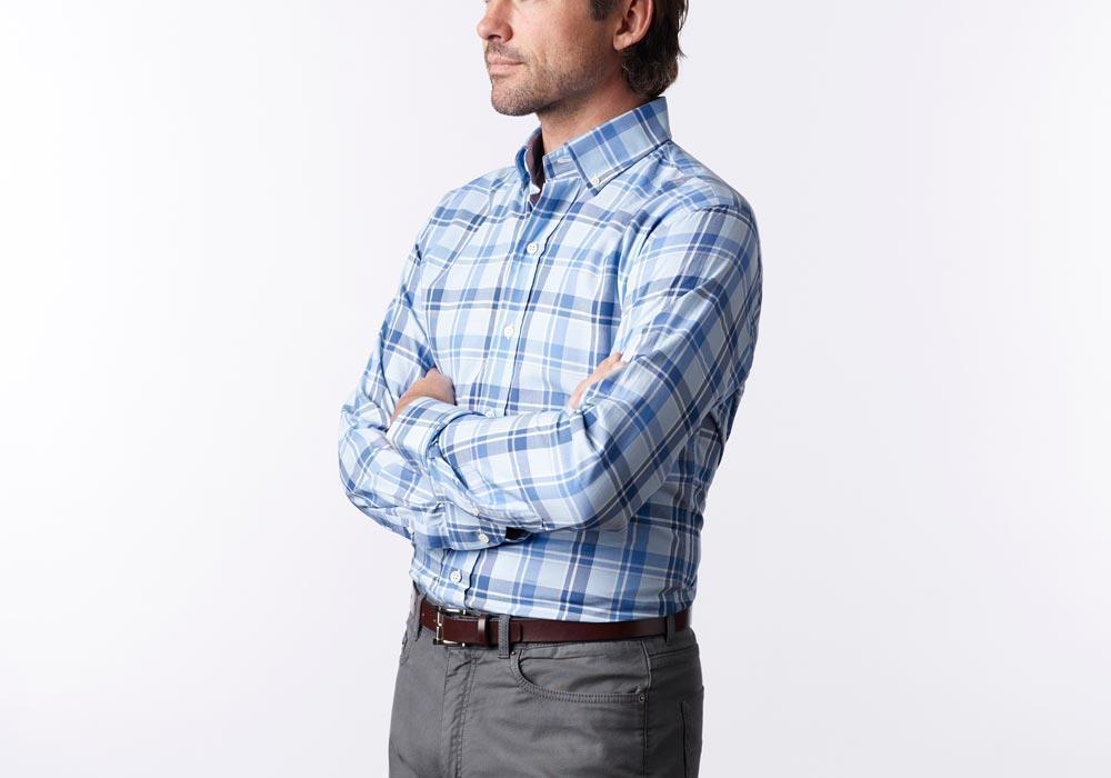 Camisa casual xadrez Ledbury The Guyton azul clássica