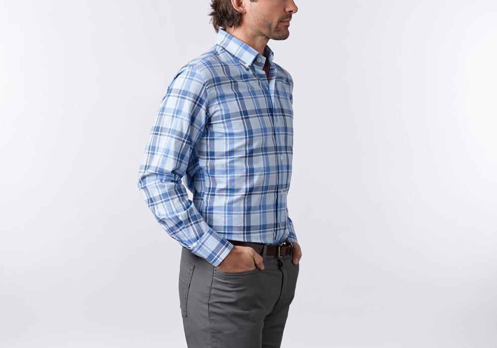 Camisa casual xadrez Ledbury The Guyton azul clássica