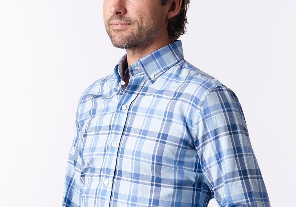 Camisa casual xadrez Ledbury The Guyton azul clássica