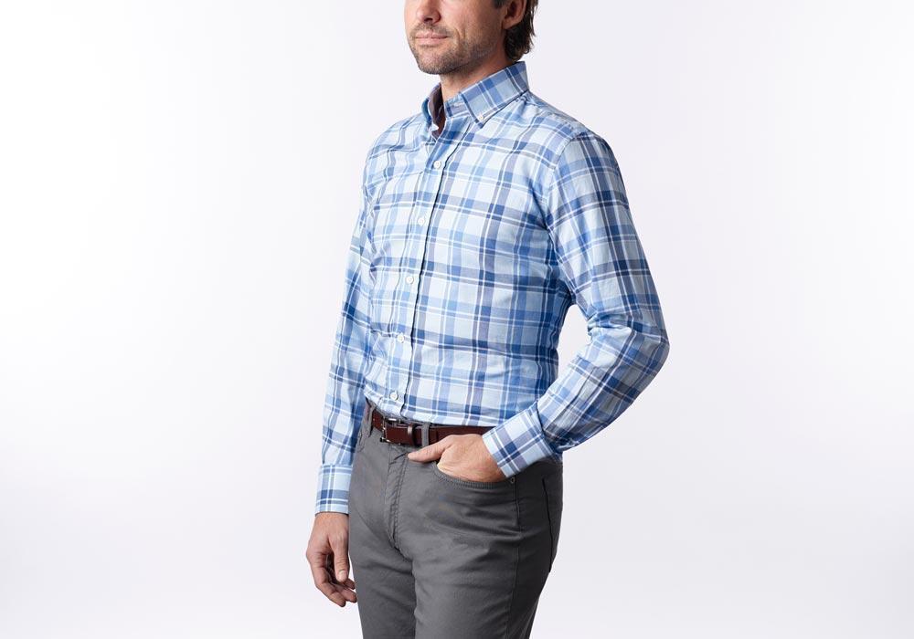 Camisa casual xadrez Ledbury The Guyton sob medida azul