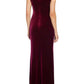 Adrianna Papell - Off Shoulder Pleated Front Velvet Gown