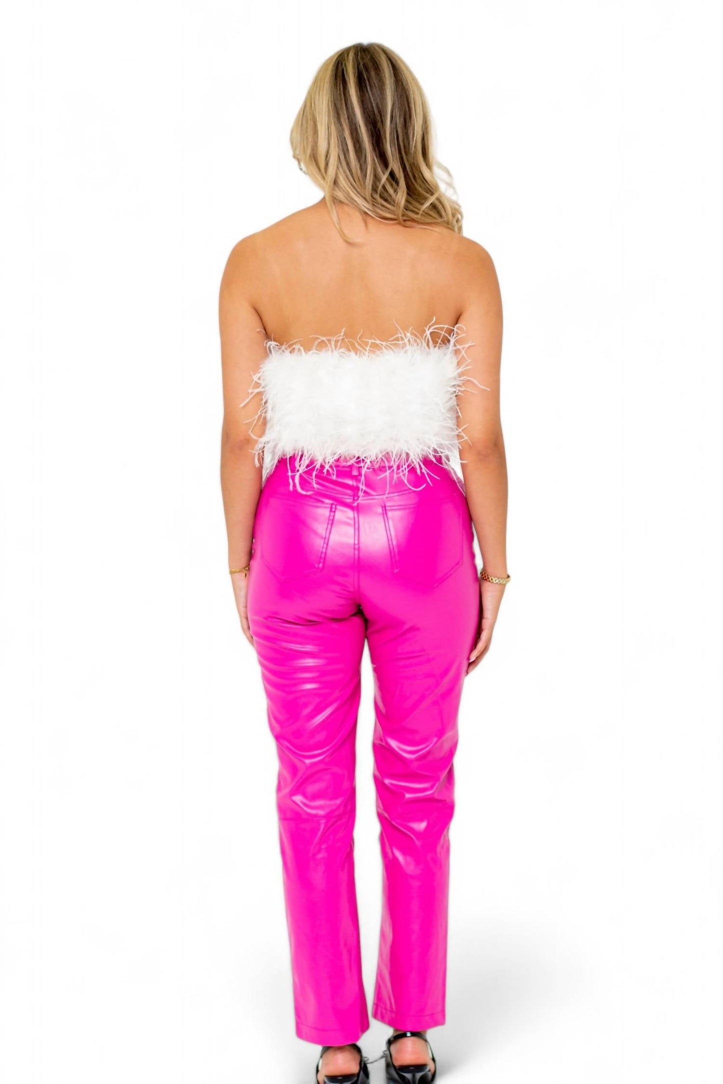 Buddylove - Fancy Strapless Feather Crop Top