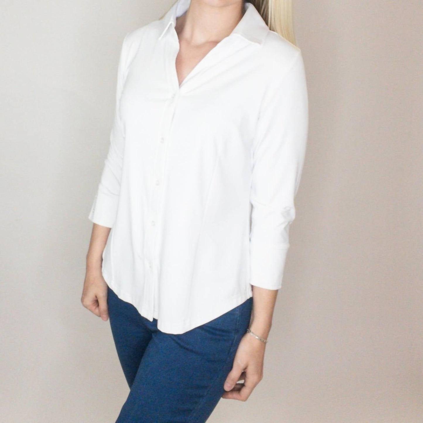 Lulu-B - Button Down Three-quarter Blouse