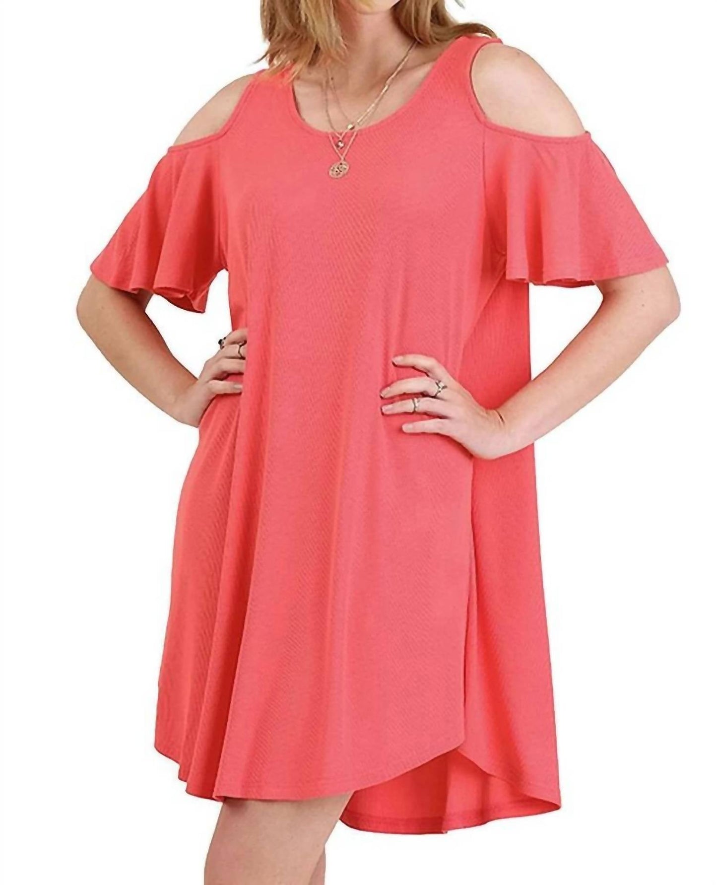 Umgee - Cold Shoulder Butterfly Sleeve Dress