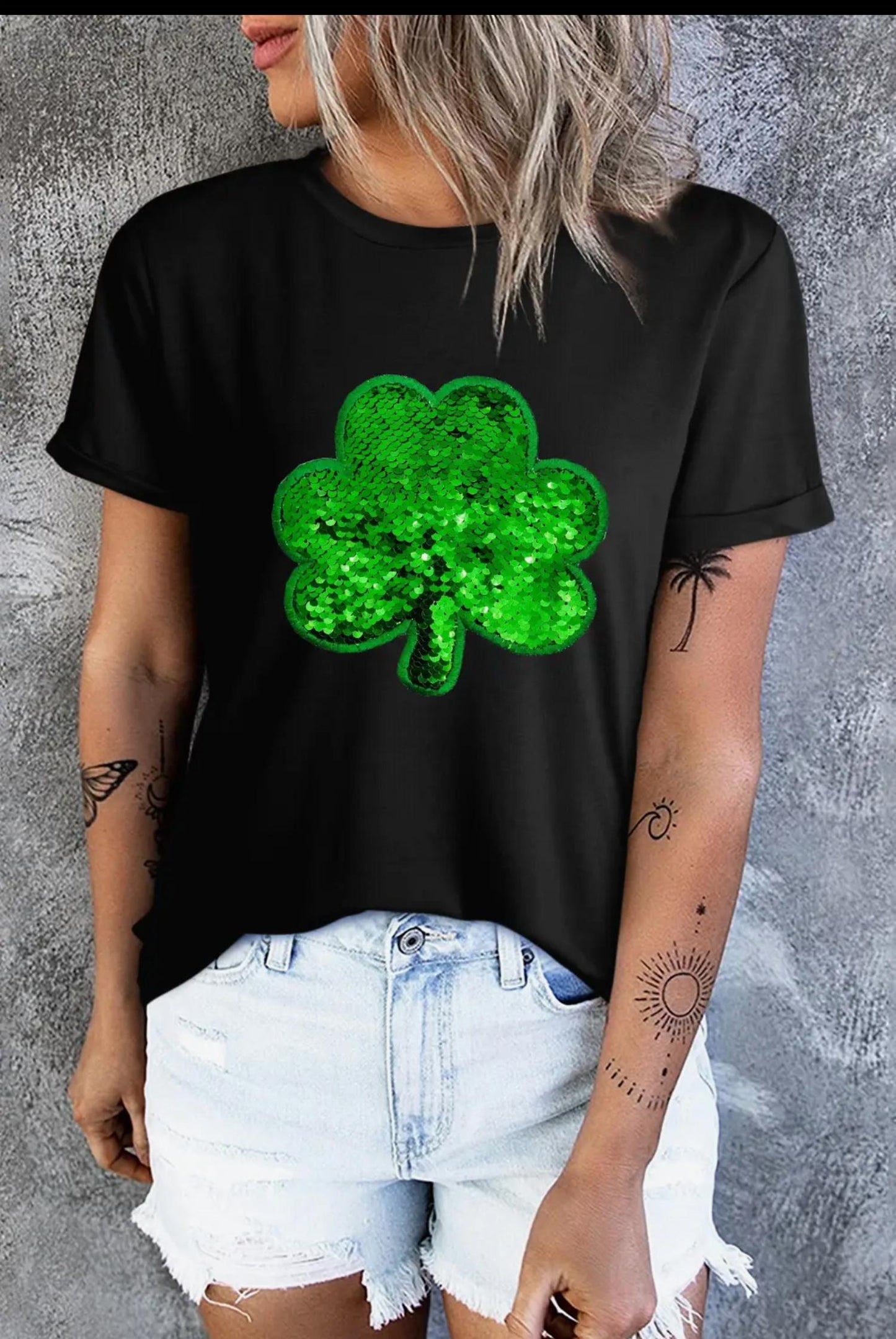 1 The Woman - Three leaf sequined clover T-shirt