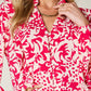 Double Take - Full Size Printed Ruffle Trim Balloon Sleeve Shirt