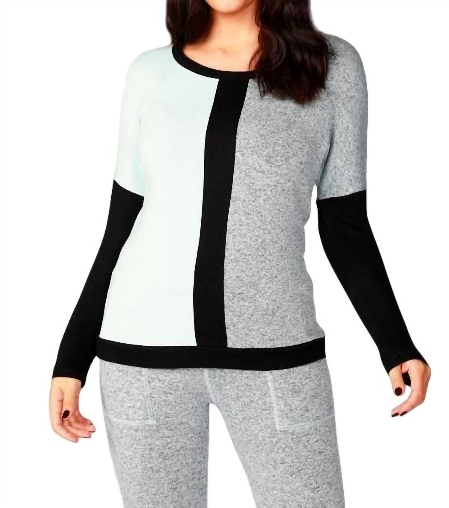 French Kyss - Long Sleeve Color Block Crew