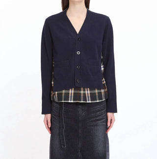 Sacai - Cardigan com estampa xadrez