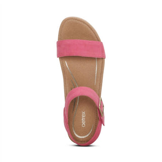 Aetrex - Sandálias femininas de camurça Sydney Wedge