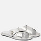 Tory Burch - Women's T Lock Metallic Leather Slide Sandal