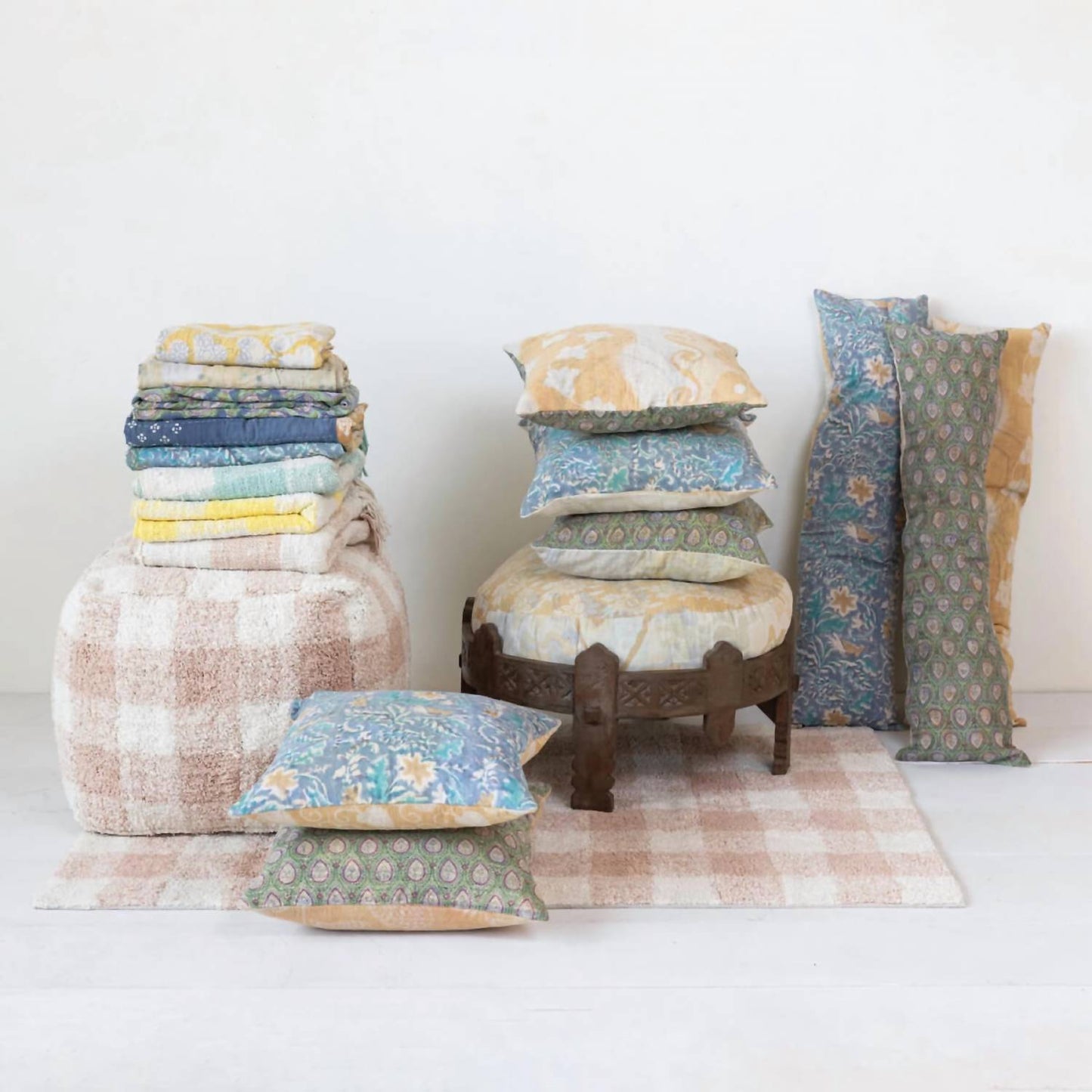 Creative Co-Op - Vintage Cotton Kantha Reversible Lumbar Pillow
