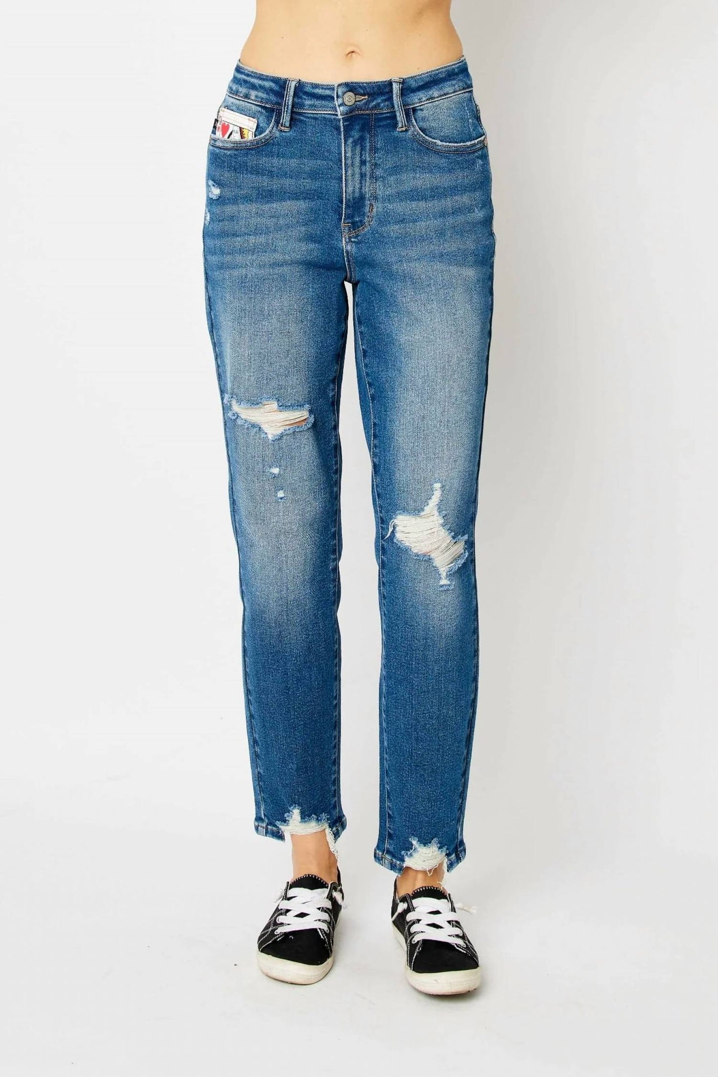 Judy Blue - High Waist Queen of Hearts Coin Pocket Boyfriend Jeans