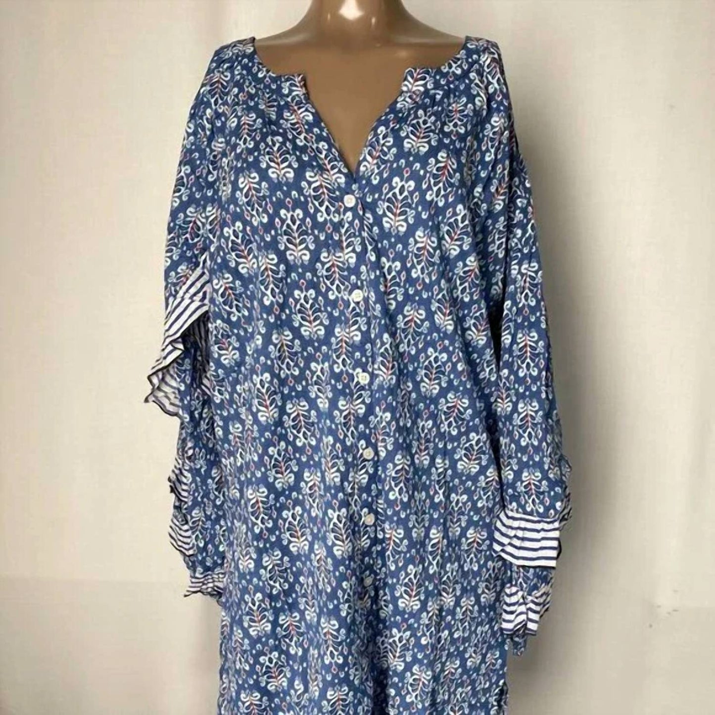 Chakeris - Women's Ellie Short Ruffle Floral Mini Cotton Tunic Dress