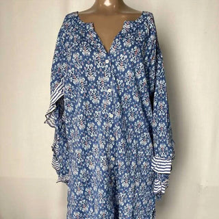 Chakeris - Women's Ellie Short Ruffle Floral Mini Cotton Tunic Dress