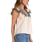 Elan - Embroidered Flutter Top