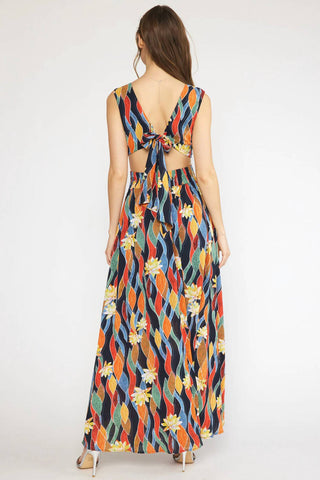 Entro - Tropical Maxi Dress With Cut Outs