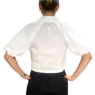 Steve Madden - Top curto de algodão com manga bufante